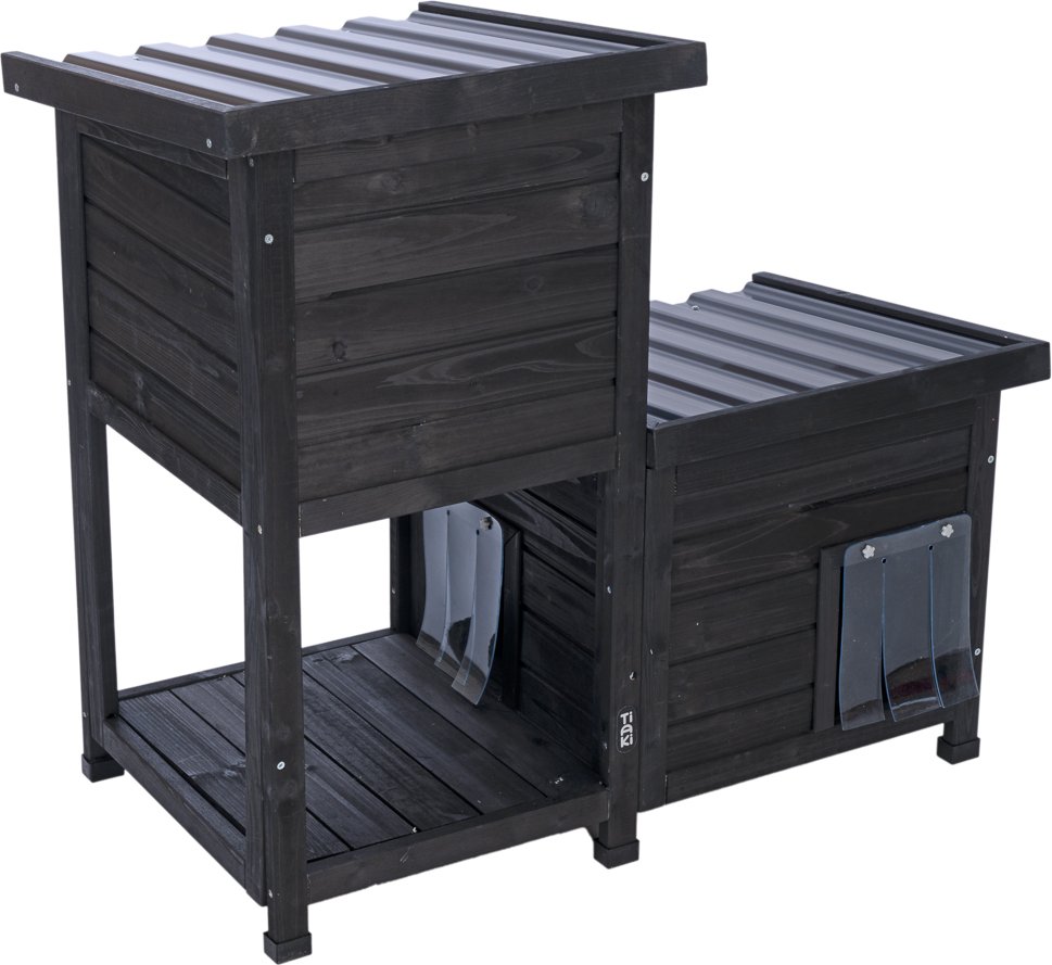 TIAKI Zweistöckiges Katzenhaus Mitternacht - L 91,5 x B 49 x H 82,5 cm