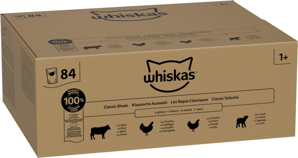 Whiskas 1+ Adult Beutel 84 x 85 g - Klassische Gerichte in Soße