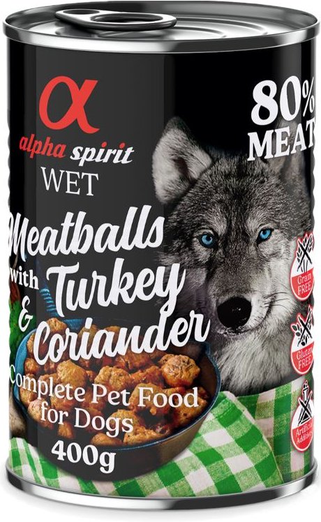 alpha spirit Dog Meatballs 6 x 400 g - Truthahn & Koriander