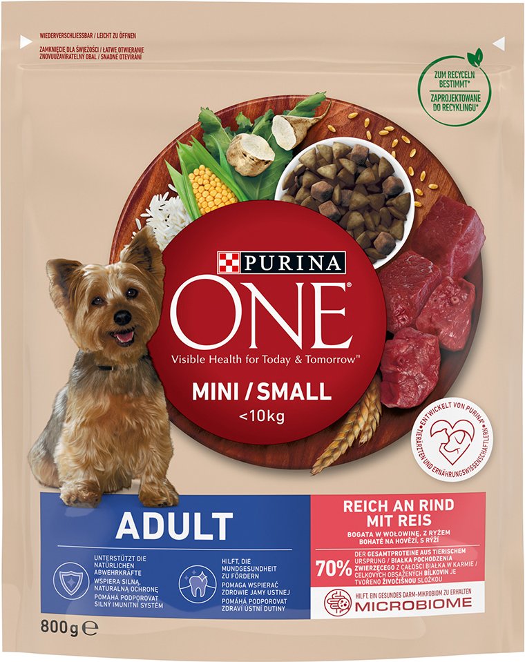PURINA ONE Mini Adult Rind & Reis - 800 g