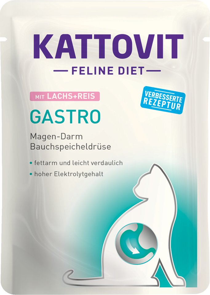 Thumbnail - Kattovit Feline Gastro Pouch 24 x 85 g - Lachs & Reis