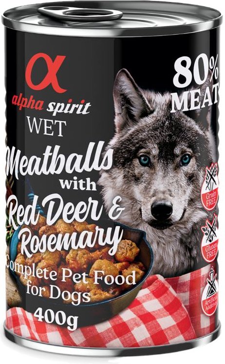 alpha spirit Dog Meatballs 6 x 400 g - Rothirsch & Rosmarin