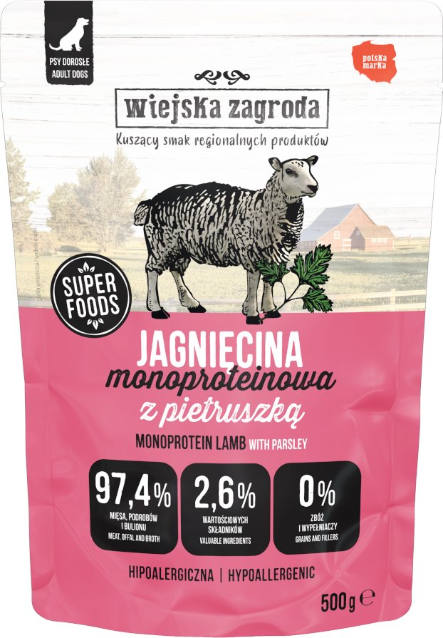 Sparpaket Wiejska Zagroda Monoprotein Adult 2 x 500 g - Lamm