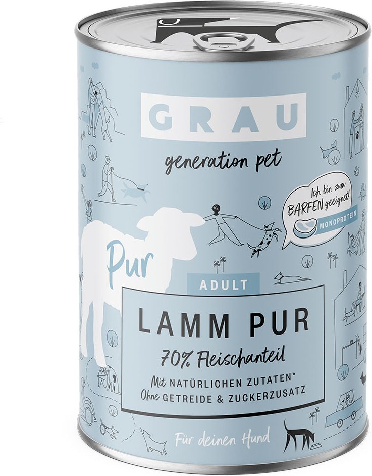 Thumbnail - Sparpaket GRAU 24 x 400 g - Lamm Pur mit Leinöl