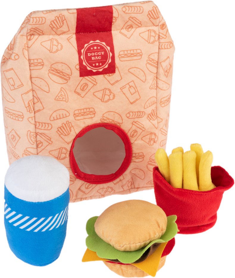 Hundespielzeug Squeaky Burger Menü - 4-teiliges Set