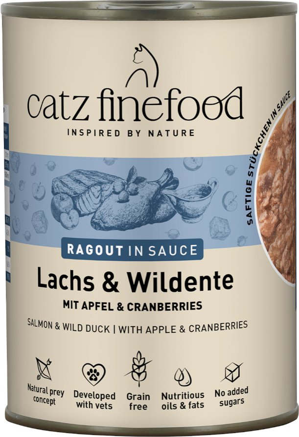 Sparpaket catz finefood Ragout 24 x 380 g - Lachs & Wildente