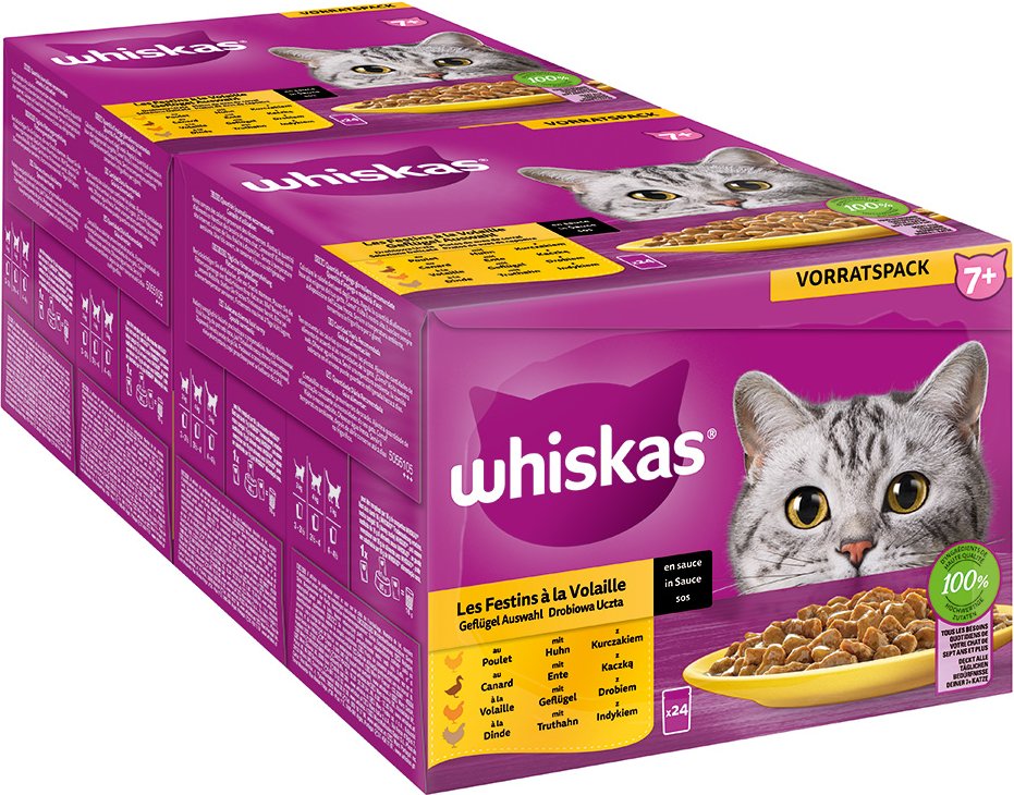 Megapack Whiskas Senior Frischebeutel 48 x 85 g - 7+ Geflügel Auswahl in Sauce