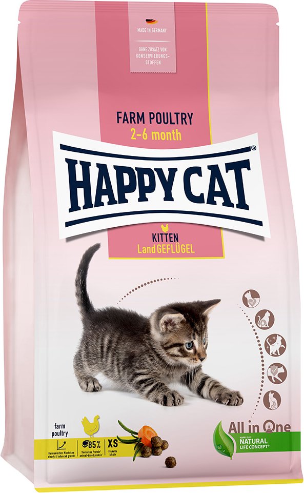 Happy Cat Young Kitten Land-Geflügel - Sparpaket: 2 x 4 kg