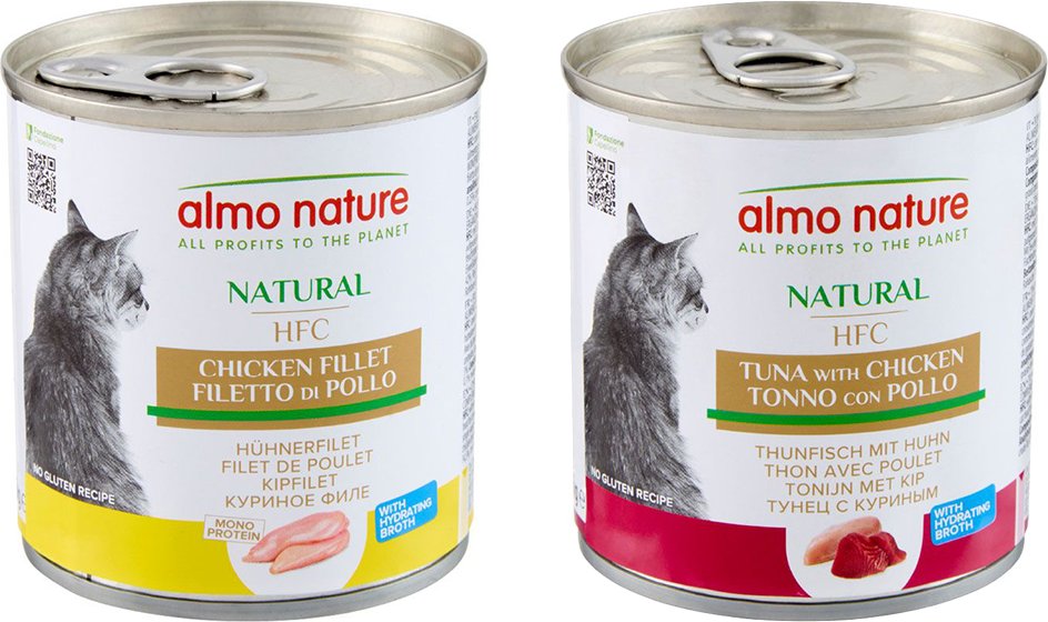 Sparpaket Almo Nature HFC Natural 24 x 280 g - Mixpaket 1 (Hühnerfilet, Thunfisch & Huhn)