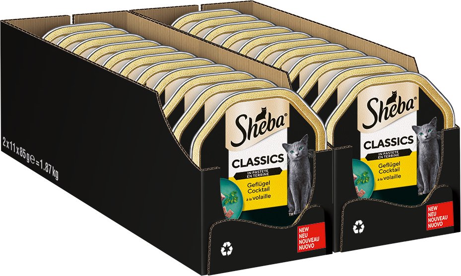 Megapack Sheba Schale 44 x 85 g - Classics in Pastete Geflügel Cocktail