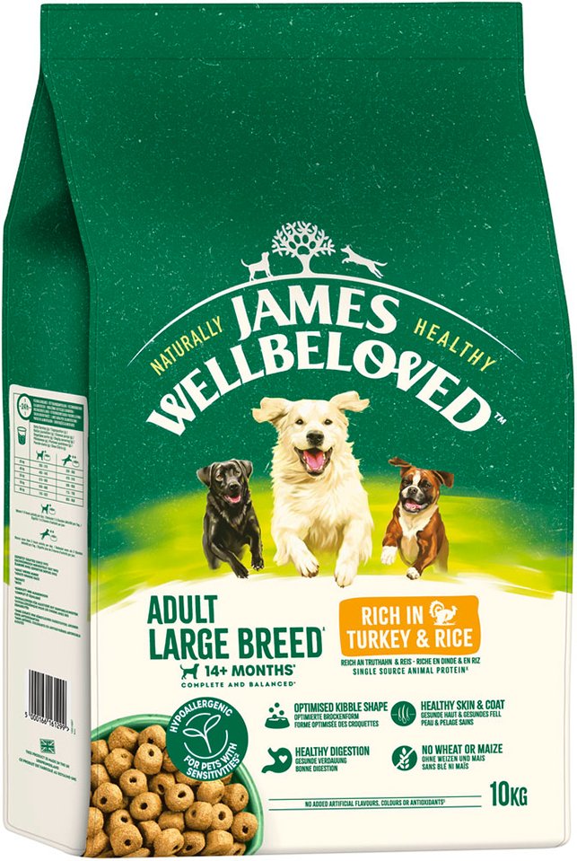 James Wellbeloved Adult Large Breed Dog Hypoallergenic Truthahn & Reis - 10 kg