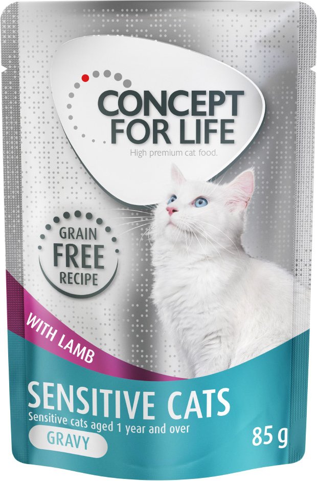 Sparpaket Concept for Life getreidefrei 48 x 85 g - Sensitive Cats Lamm - in Soße