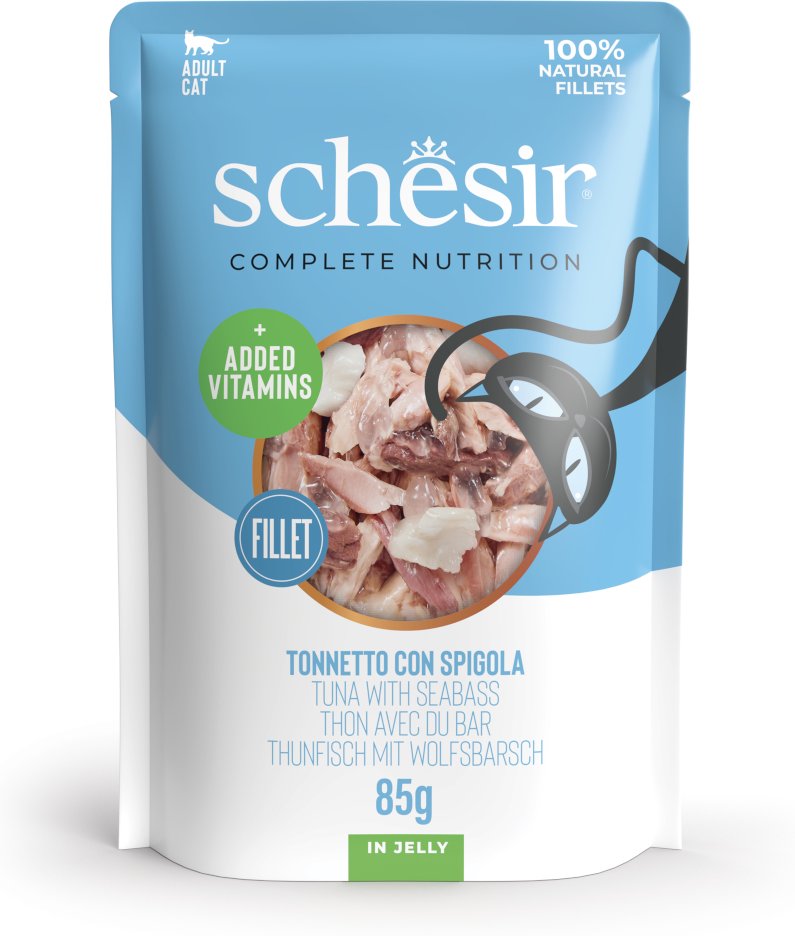 Schesir Complete Nutrition Filet in Gelee 6 x 85 g - Thunfisch mit Wolfsbarsch