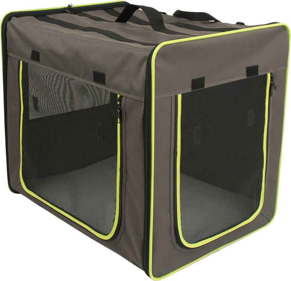 Thumbnail - Transporthütte First Class Basic - B 38 x T 53,5 x H 46 cm, grau-braun/neon-grün (Größe S)