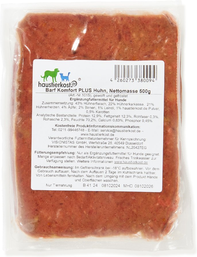 Haustierkost BARF Komfort PLUS Huhn - 12 x 500 g