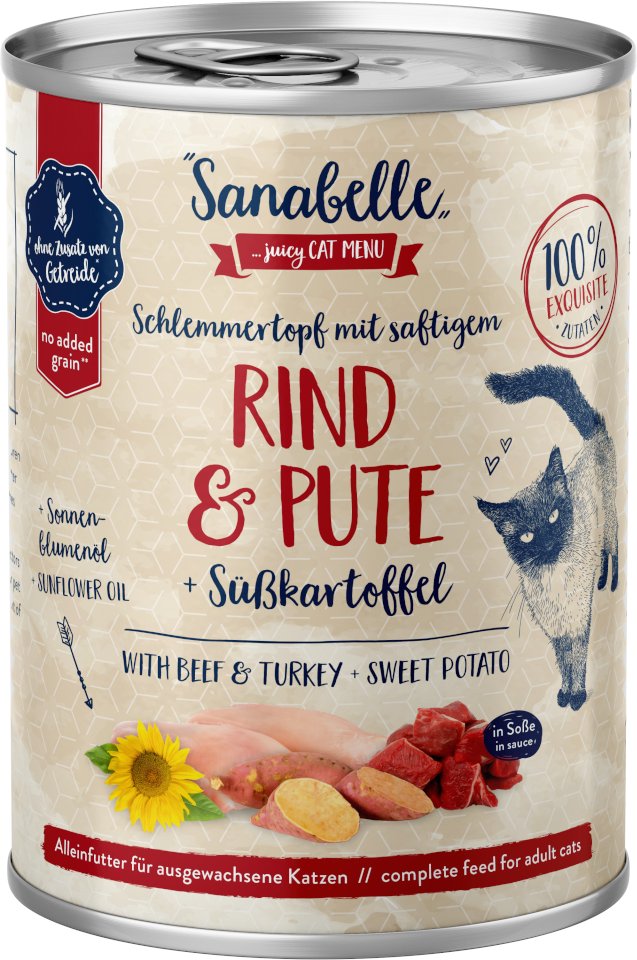 Sparpaket Sanabelle Fleisch in Soße 24 x 380 g - Rind & Pute