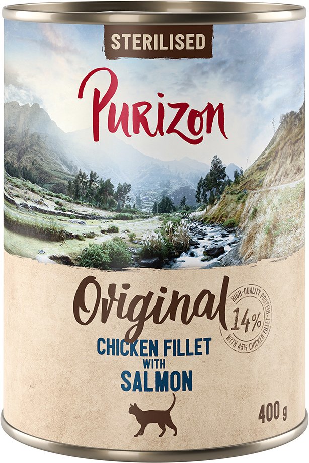 Purizon Original 24 x 400 g - getreidefrei - Adult Sterilised: Hühnerfilet mit Lachs