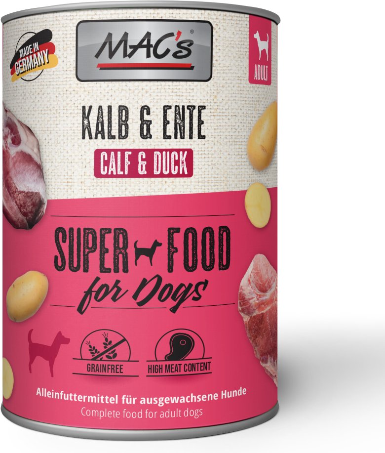 Sparpaket MAC's Adult Superfood 24 x 400 g - Kalb & Ente