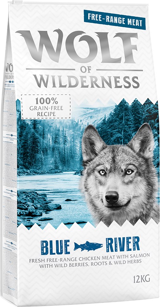 Wolf of Wilderness Adult "Blue River" - Freilandhuhn & Lachs - 12 kg