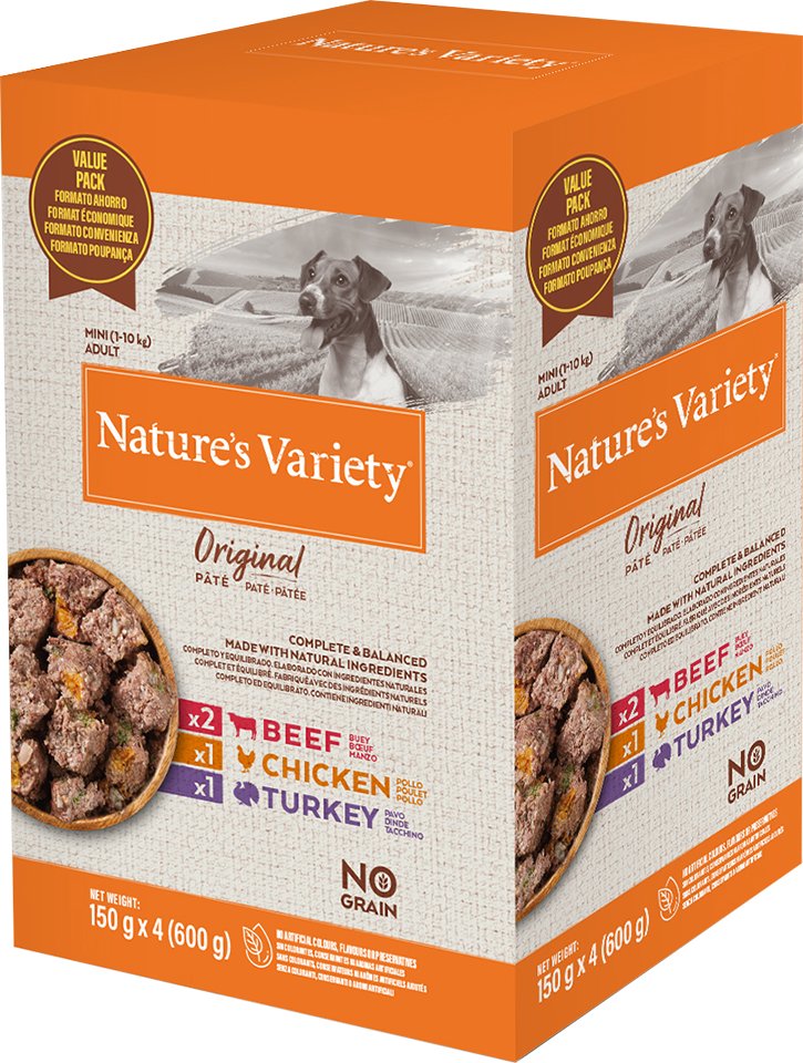 Mixpack Nature's Variety Original Paté No Grain Mini 4 x 150 g - Rind, Huhn, Truthahn