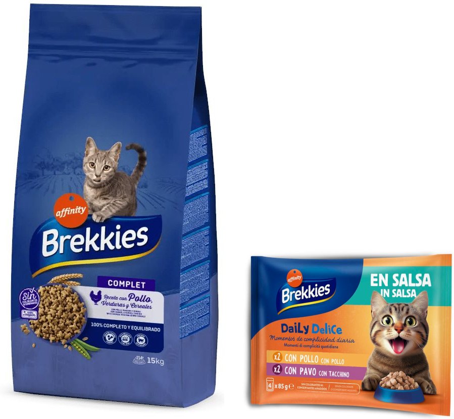 15 kg Brekkies Trockenfutter + 4 x 85 g Daily Delice mit Huhn & Truthahn gratis! - Complete