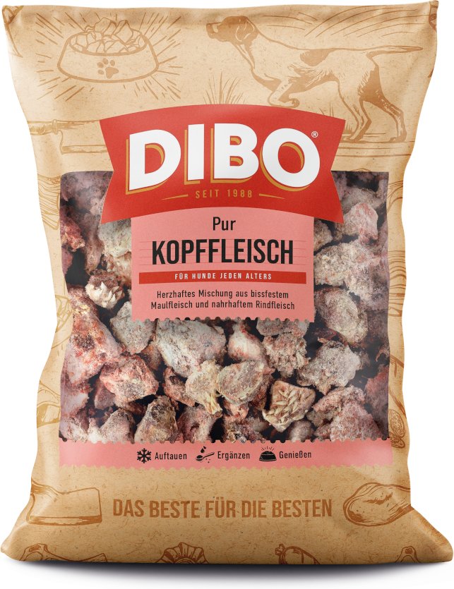 DIBO Frostfutter Kopffleisch Rind - 3 x 2000 g