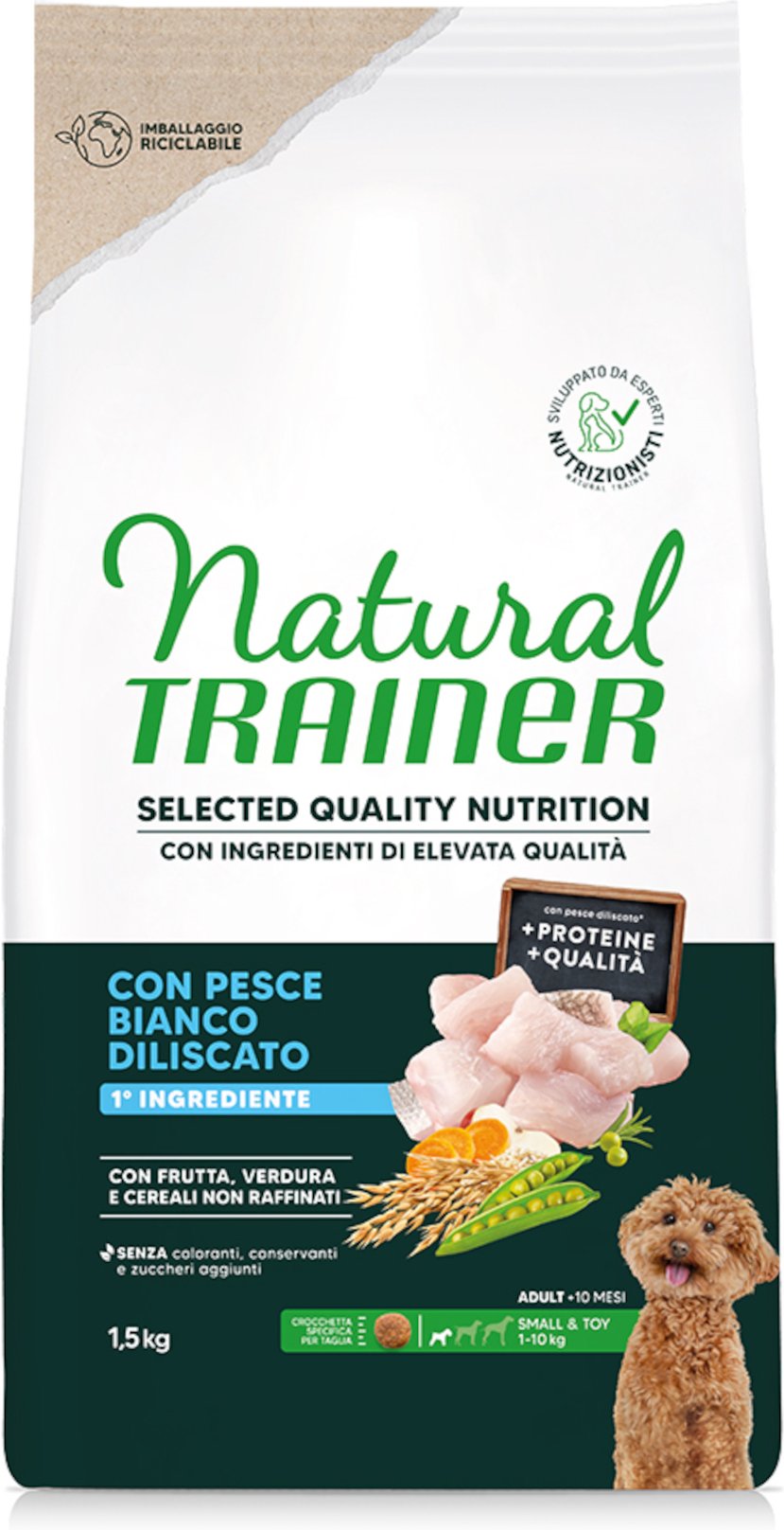 Natural Trainer Selected Quality Nutrition Adult Small & Toy Weißfisch - Sparpaket: 2 x 1,5 kg