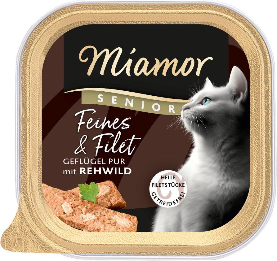 Sparpaket Miamor Feines & Filet Senior 32 x 100 g - Geflügel Pur & Rehwild