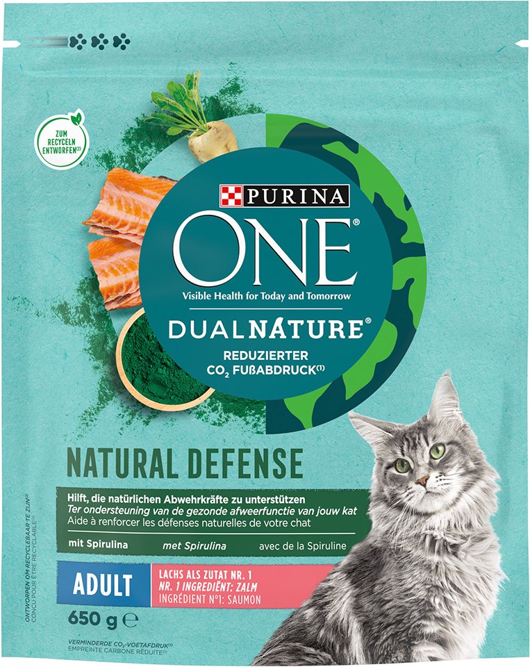 PURINA ONE Dual Nature Lachs mit Spirulina - Sparpaket: 2 x 650 g