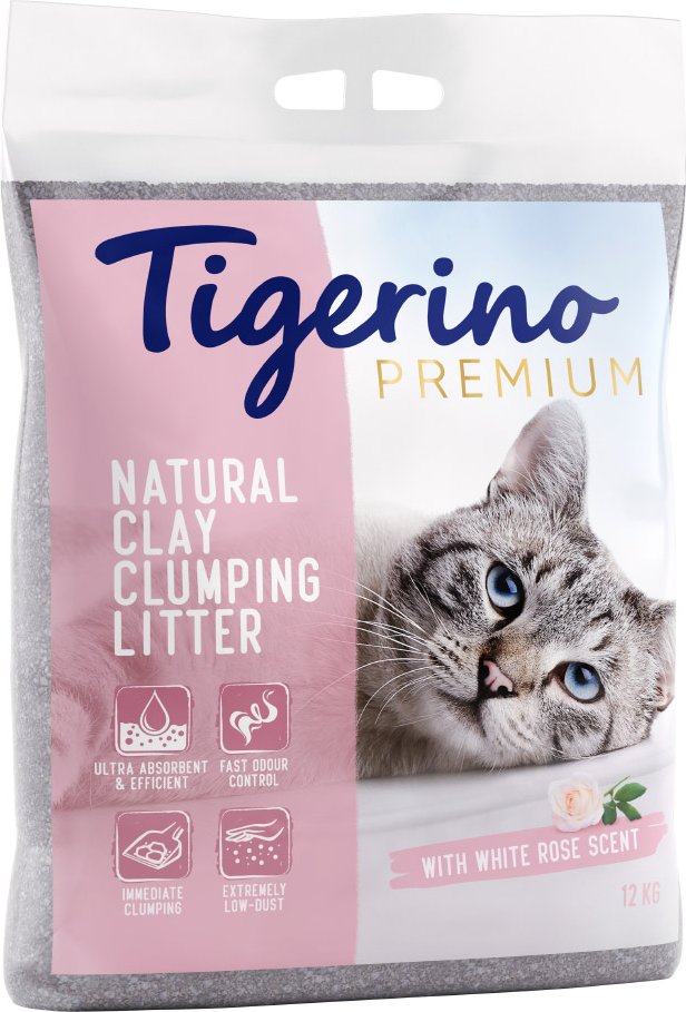 Sparpaket Tigerino Premium Katzenstreu 2 x 12 kg - Weiße Rosenduft