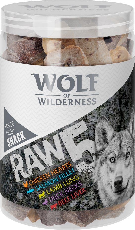 Sparpaket Wolf of Wilderness - RAW Snacks (gefriergetrocknet) - RAW5 Mix 3 x 150 g