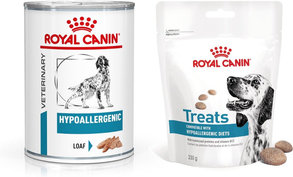 12 x 400 g Royal Canin Veterinary Canine + 230 g Snack gratis! - Hypoallergenic Mousse
