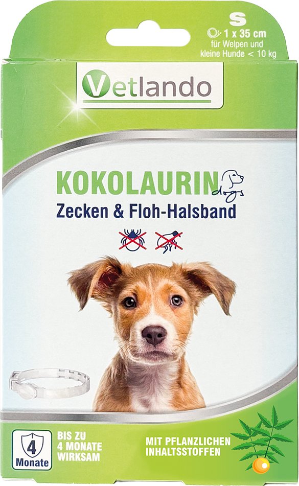Vetlando Kokolaurin Zecken- & Floh-Halsband Hunde - Größe S: 35 cm, für Hunde < 10 kg