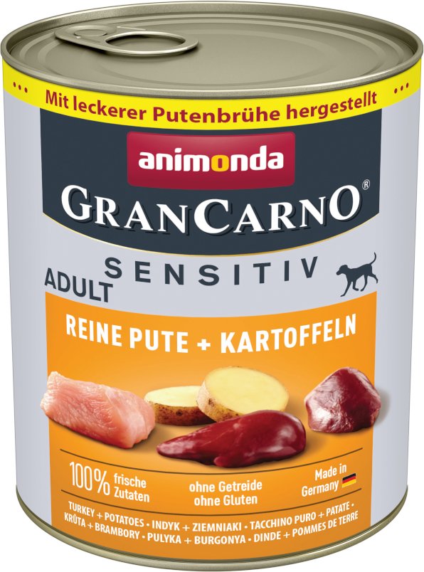 animonda GranCarno Adult Sensitive 6 x 800 g - Reine Pute & Kartoffeln