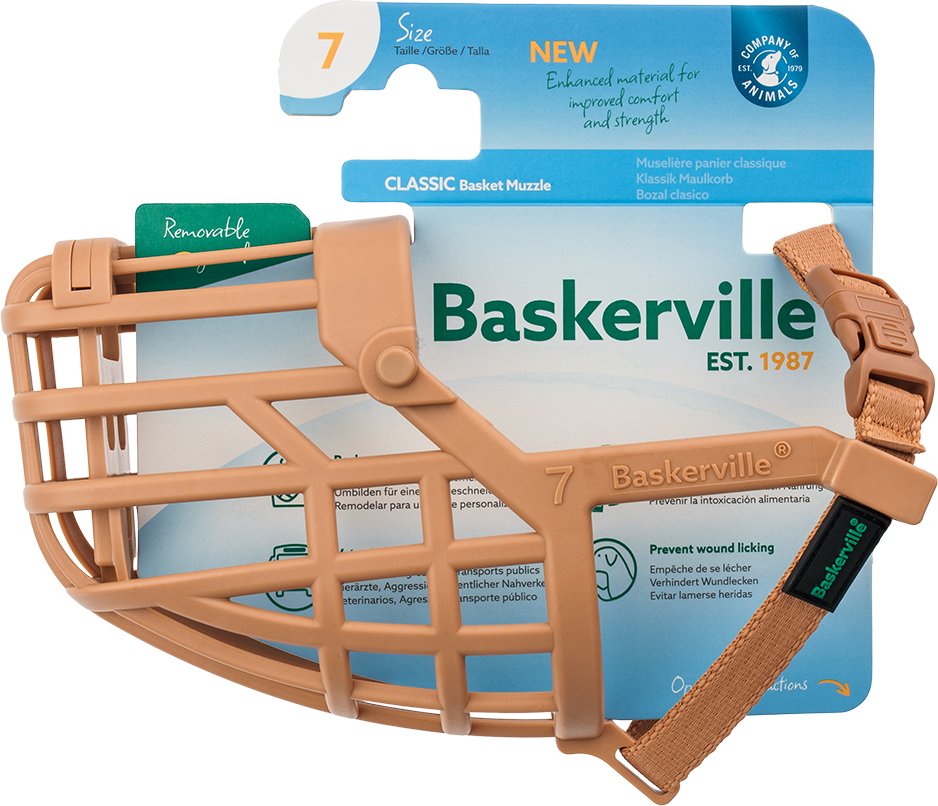 Baskerville Klassik Maulkorb, beige - Größe 7