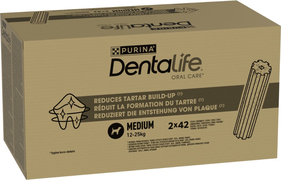 PURINA Dentalife Tägliche Zahnpflege-Snacks für mittelgroße Hunde - 84 Sticks (28 x 69 g)