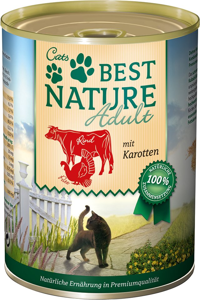 Best Nature Cat Adult 6 x 400 g - Rind, Pute & Karotten