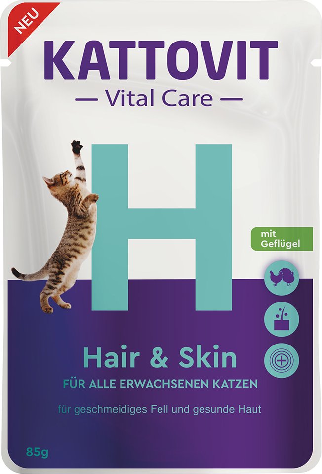 Kattovit Vital Care Hair & Skin Pouches mit Geflügel - Sparpaket: 24 x 85 g