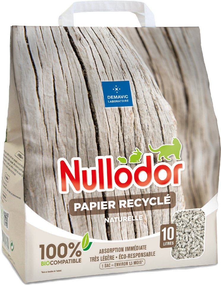 Nullodor Katzenstreu Papier Recyclé - 2 x 10 l