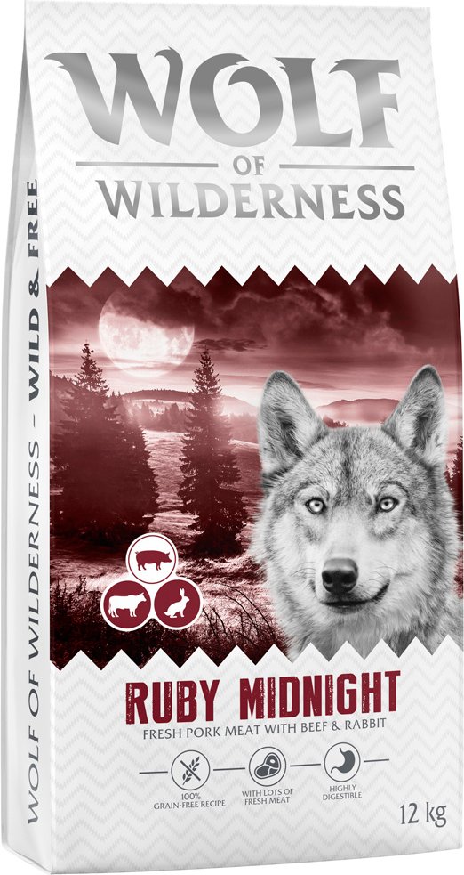 Wolf of Wilderness "Ruby Midnight" Rind & Kaninchen - getreidefrei - Sparpaket: 2 x 12 kg neue Rezeptur