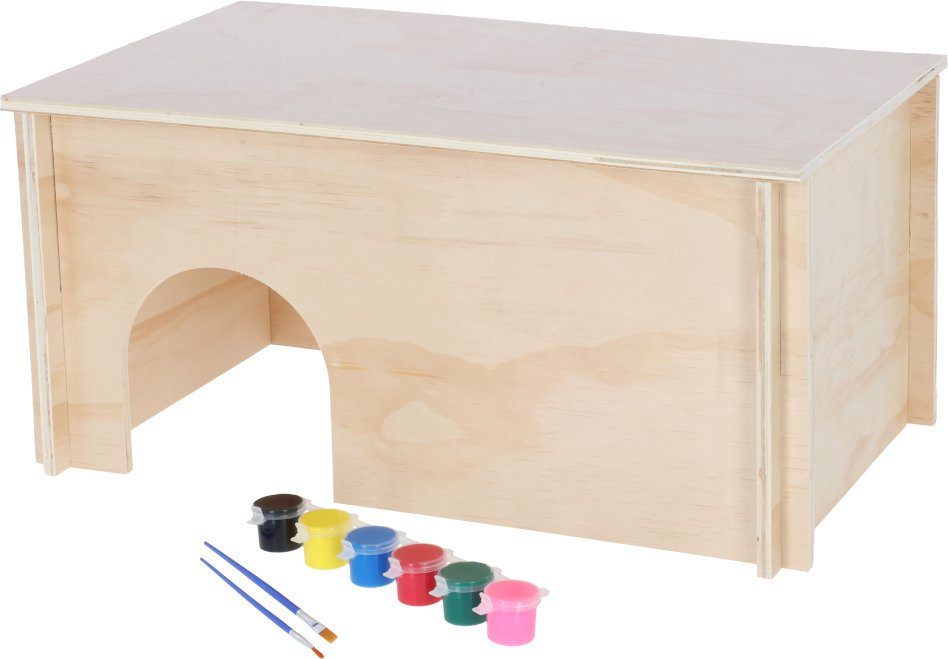 Kerbl Pet Nagerhaus zum Bemalen - L 50 x B 29 x H 24 cm, inkl. 6 Farben und Pinsel