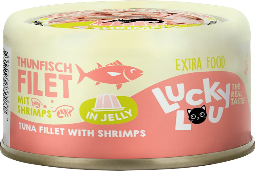 Lucky Lou Extra Food in Jelly 12 x 70 g - Thunfischfilet mit Shrimps