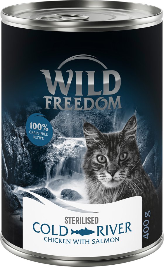 Wild Freedom Adult Sterilised 6 x 400 g - getreidefreie Rezeptur - Cold River Sterilised - Lachs & Huhn