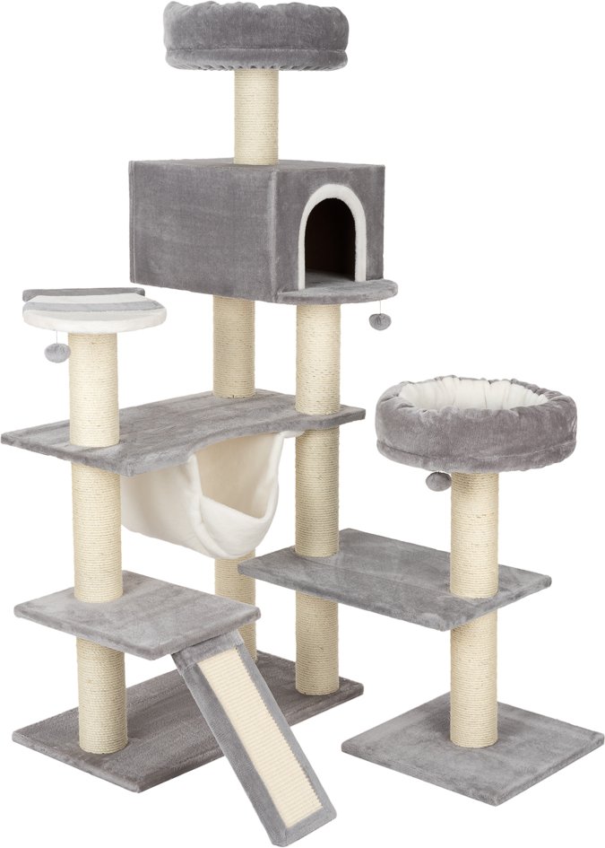 Kratzbaum Knusperhäuschen XXL mit Leiter - hellgrau (2 Pakete*)