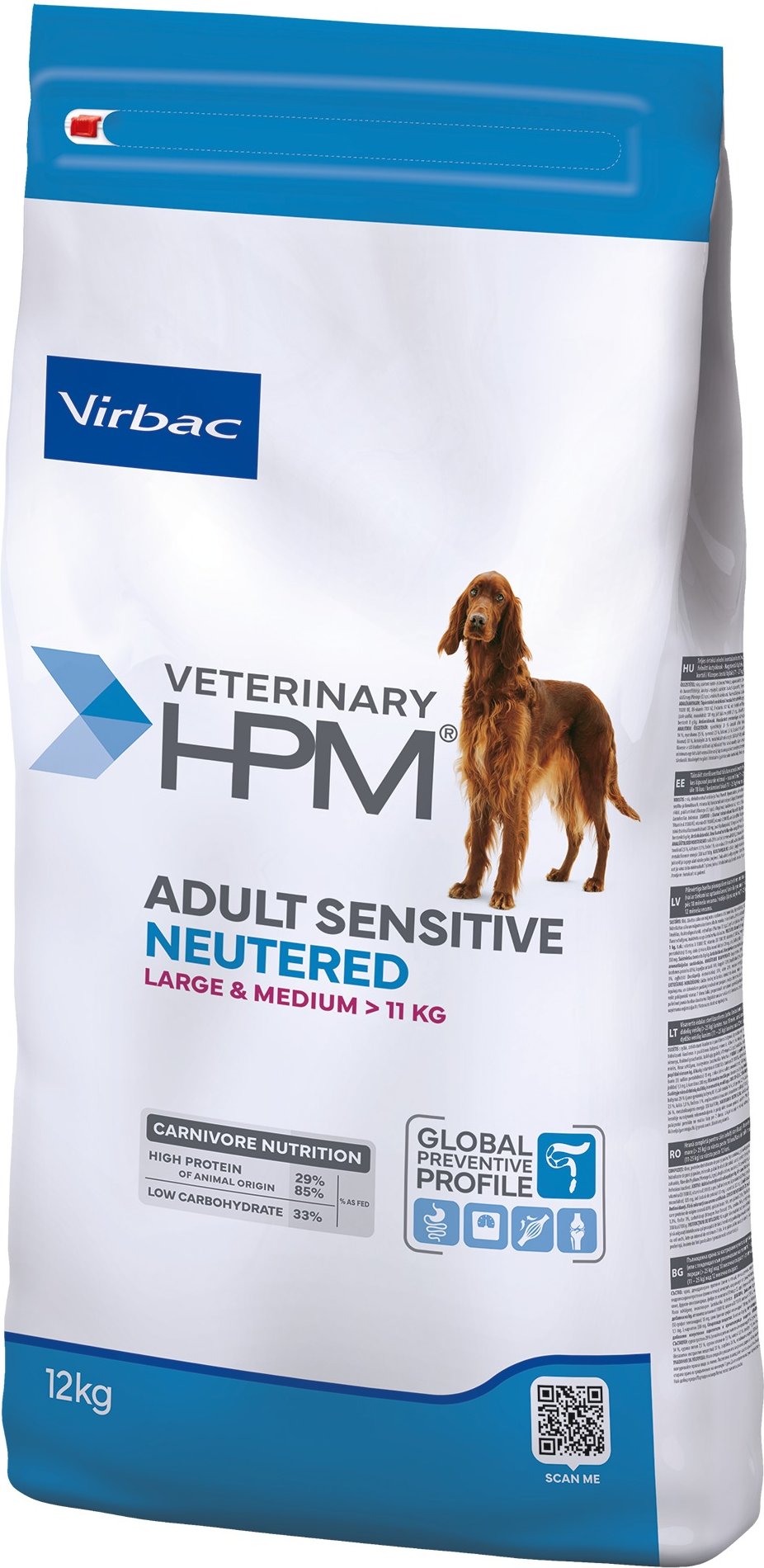 Virbac Veterinary HPM Adult Sensitive Neutered Dog Large & Medium - 12 kg