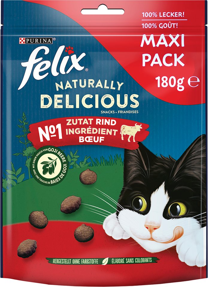 Felix Naturally Delicious - Sparpaket Rind mit Goji-Beeren (3 x 180 g)