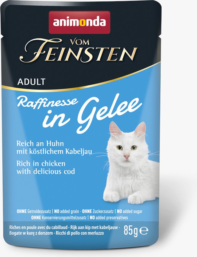 animonda Vom Feinsten Adult Raffinesse in Gelee 24 x 85 g - reich an Huhn mit Kabeljau