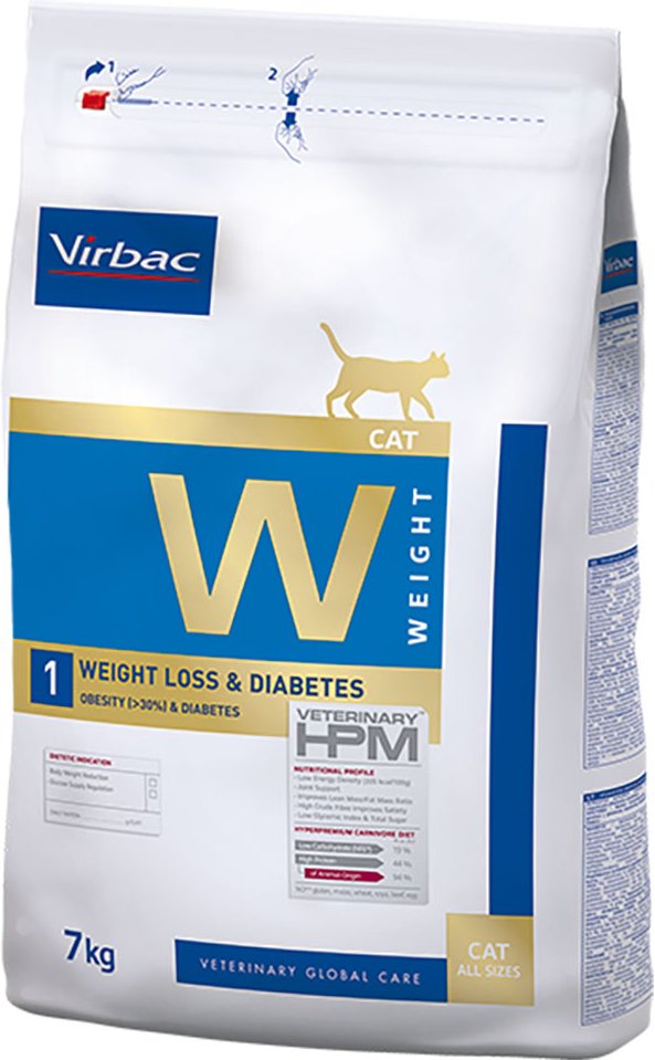 Virbac Veterinary HPM Cat Weight Loss & Diabetes W1 - Sparpaket: 2 x 7 kg