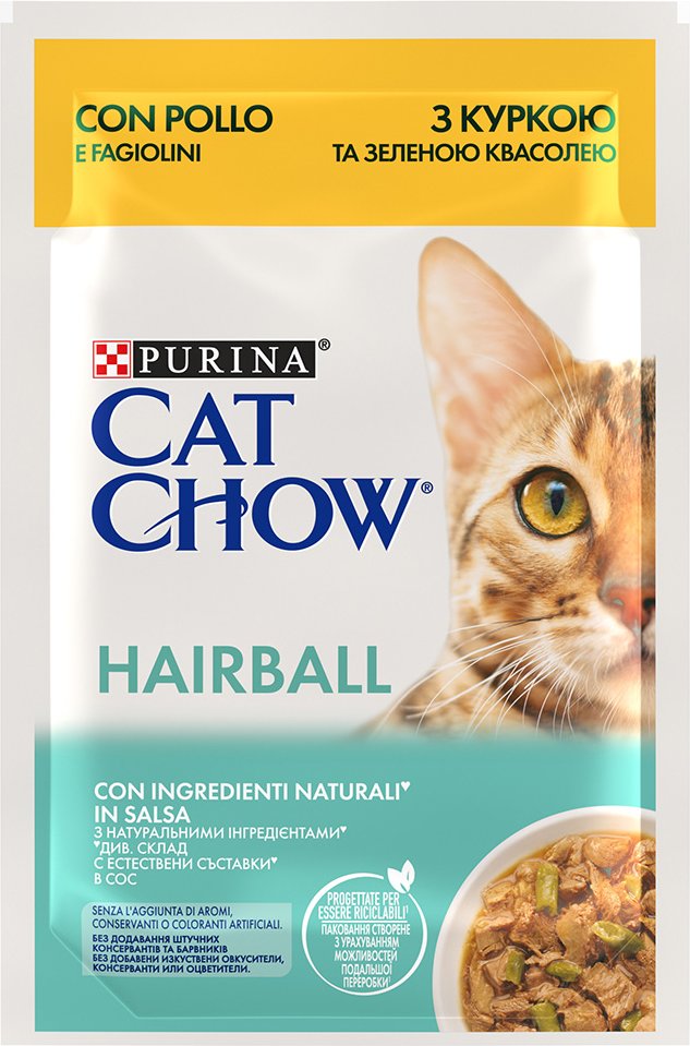 Sparpaket Cat Chow 52 x 85 g - Hairball Huhn & grüne Bohnen
