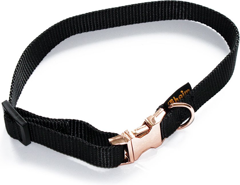 Heim Halsband geriegelt Rosé, schwarz - 30 - 50 cm Halsumfang, 18 mm breit